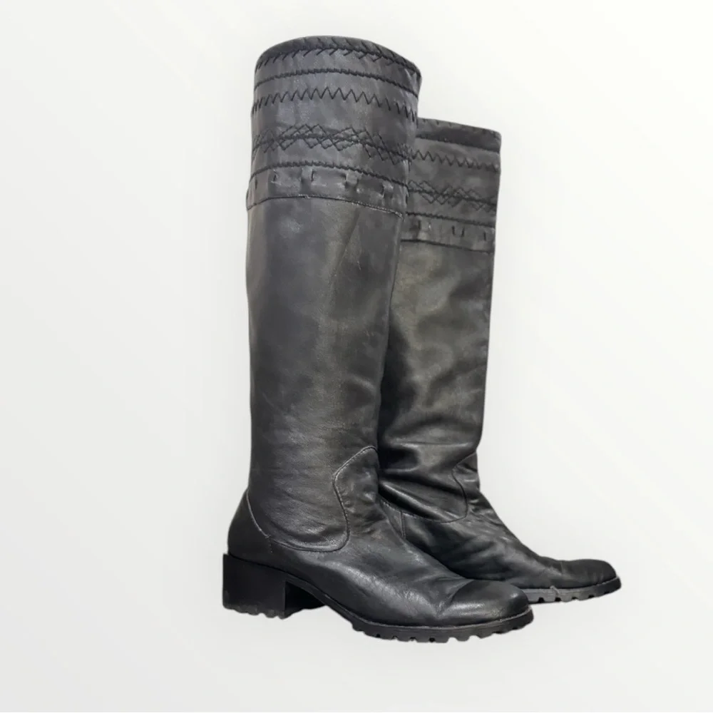 Vintage Bettye Muller black knee high leather boots size 7.5 - Picture 8 of 8